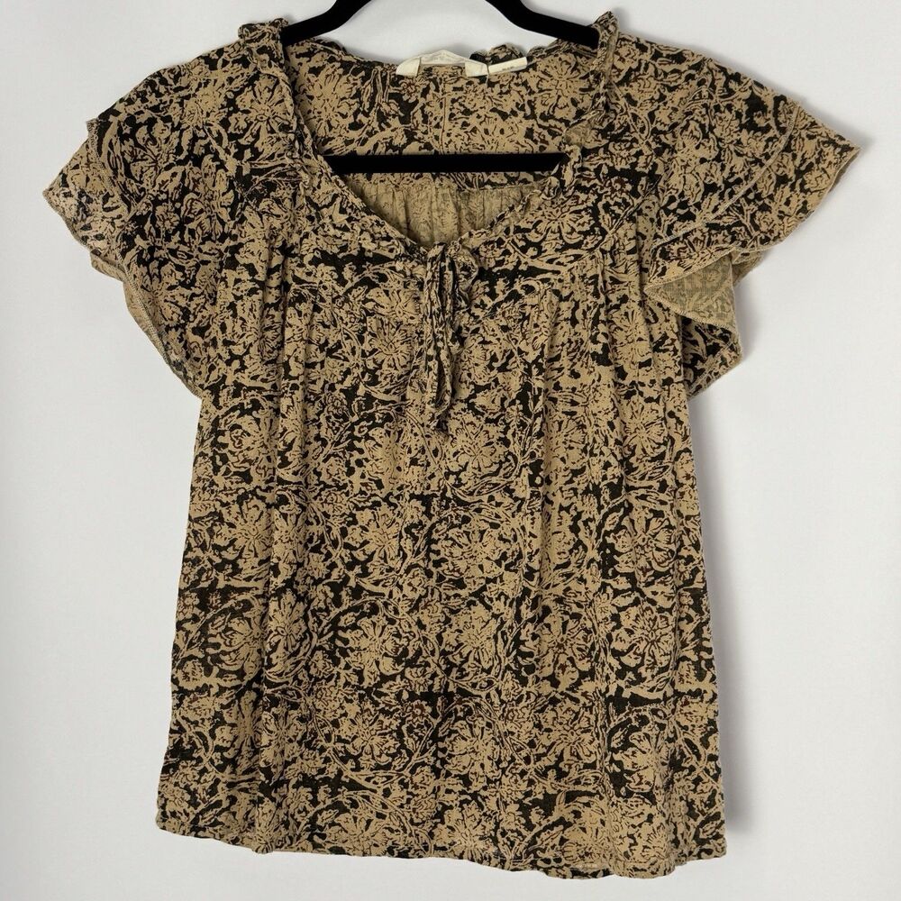 Denim & Supply Ralph Lauren Boho Floral Peasant Blouse XS Ruffle Sleeves Cotton